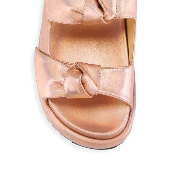 Alexandre Birman Asymmetric Clarita Bounce Leather Sandals - 10 - Champagne - Picture 6 of 6
